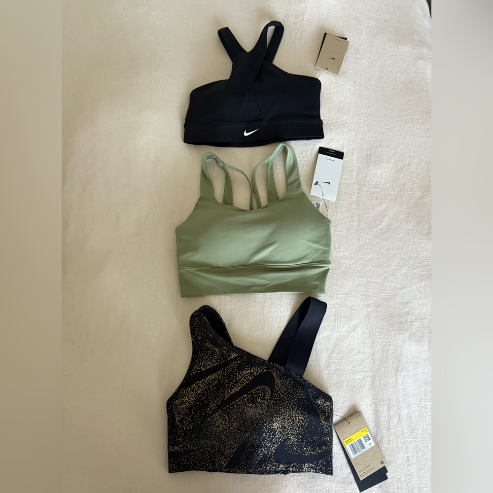Nike Sports Bras Set - Black, Green, and Gold
